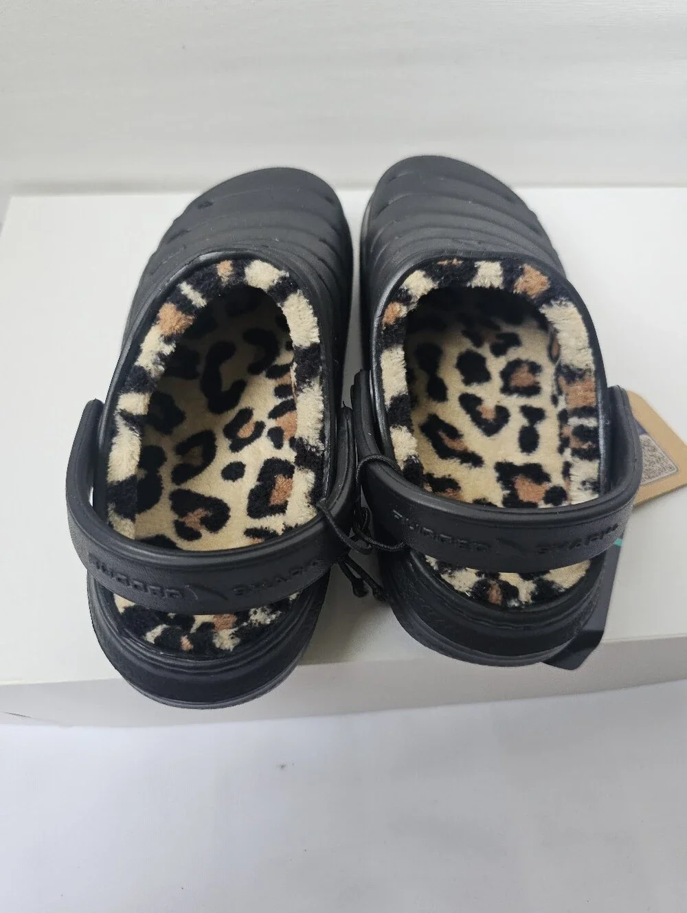 Rugged Shark Little Girl’s Lined Clogs - Black/Leopard (Size 12 Toddler/Little K